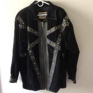 *SOLD* Vintage leather jacket with padded shoulders western style Plus size 2XL